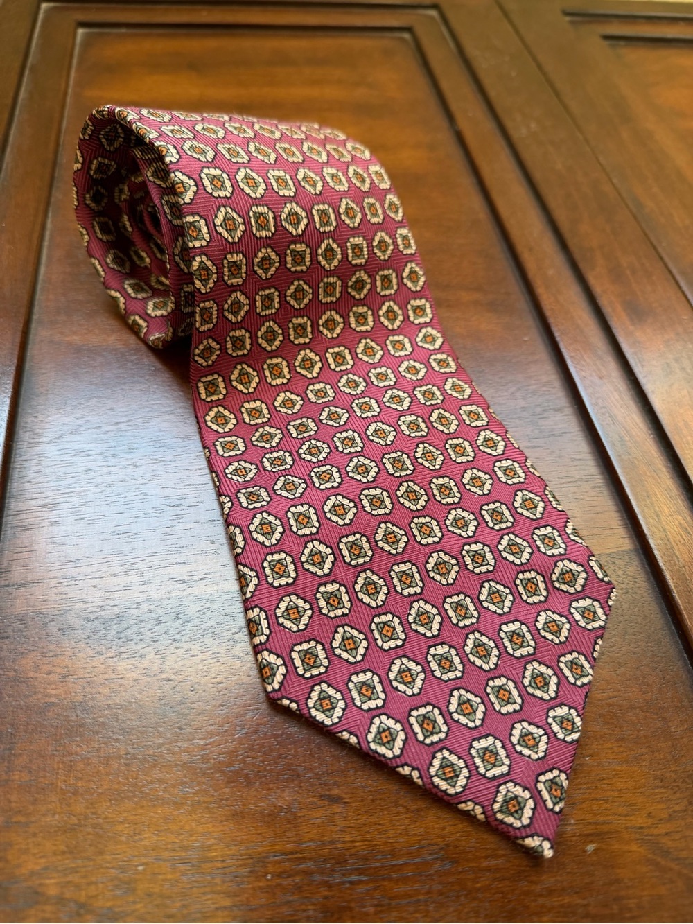 👔 Vintage Polo by Ralph Lauren Woven Silk Geometric Medallion Tie